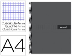 Cuaderno espiral Liderpapel Crafty A4 tapa extradura 80h 90g c/4mm. color negro
